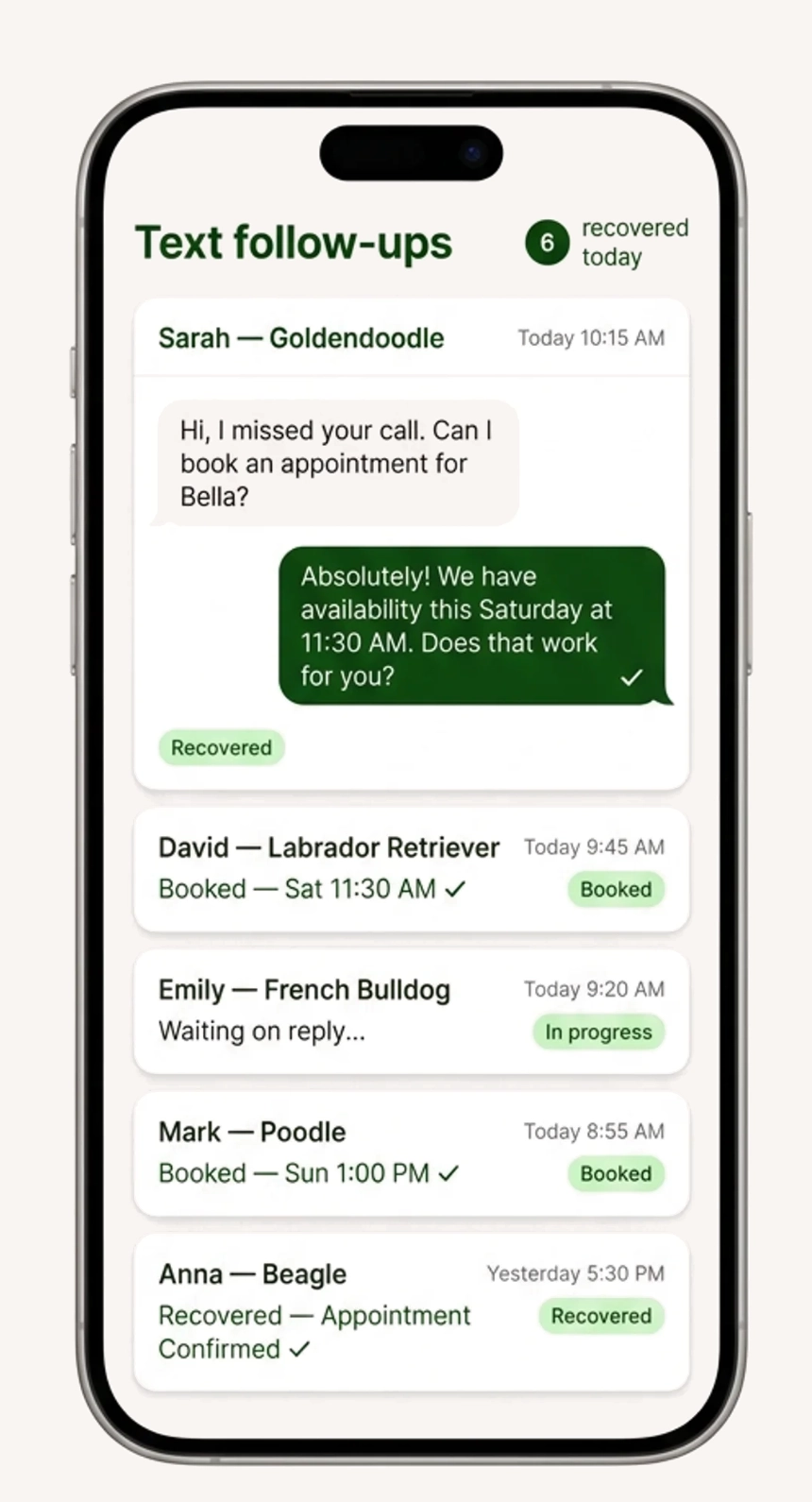 Text-back tracking in your pocket